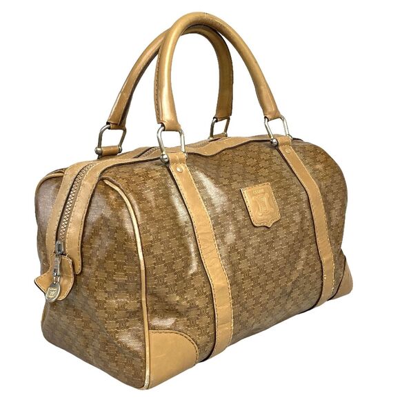 CELINE BOSTON HANDBAG Macadam Pattern PVC Brown Fair/Good Used Condition - Picture 6 of 16